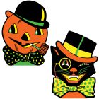 Vintage Halloween Cat & J-O-L Stand-Ups