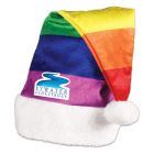Rainbow Velvet Santa Hat w/White Plush Trim - Heat Transfer