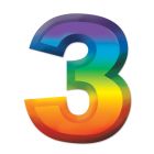 Multi-Color Plastic 3-D Number "3"