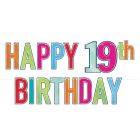 Foil Happy "19th" Birthday Streamer