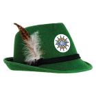 Deluxe Green Felt Alpine Hat w/ Rope Band & Feather Accent