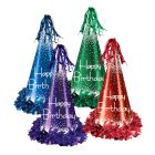 Fringed Foil Happy Birthday Party Hats