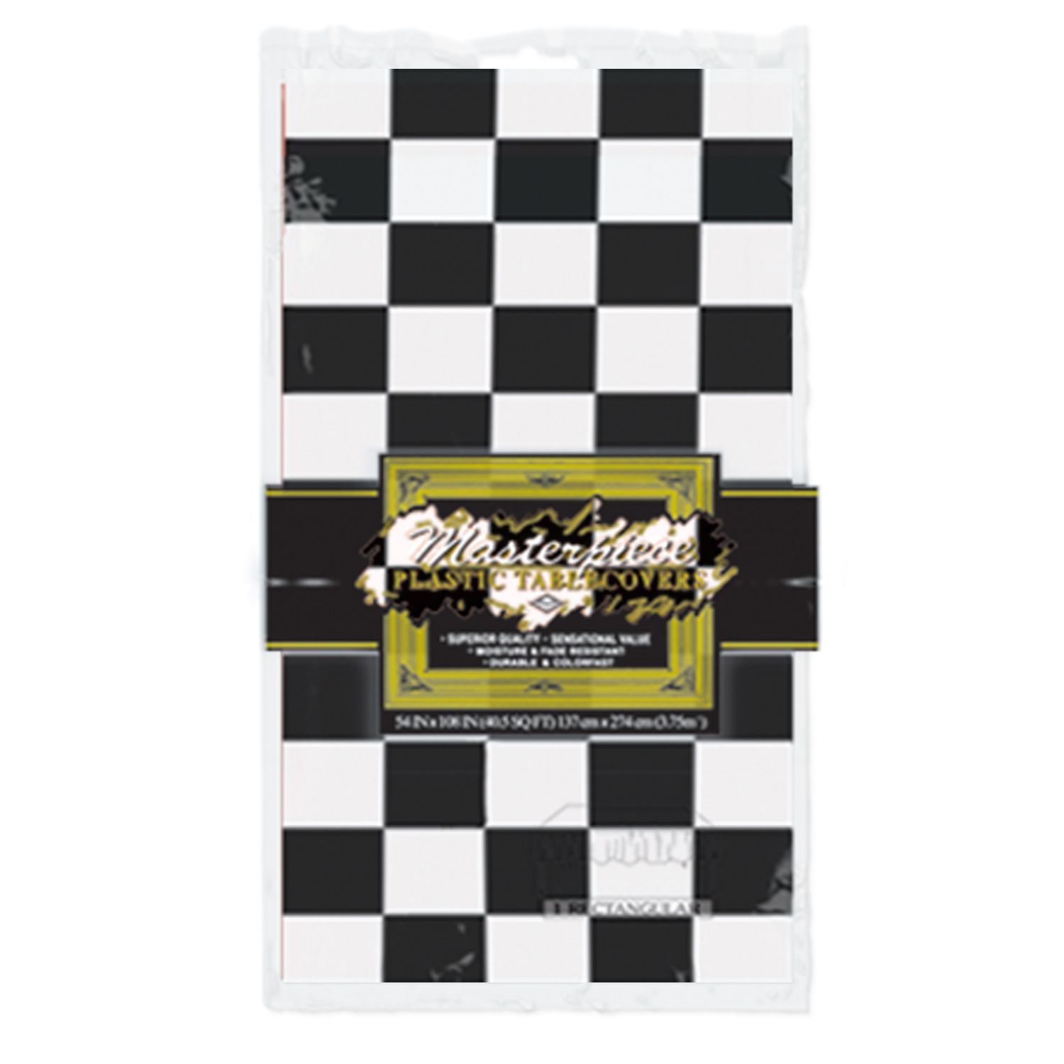 Beistle Checkered Tablecover in Thin Black & White Plastic