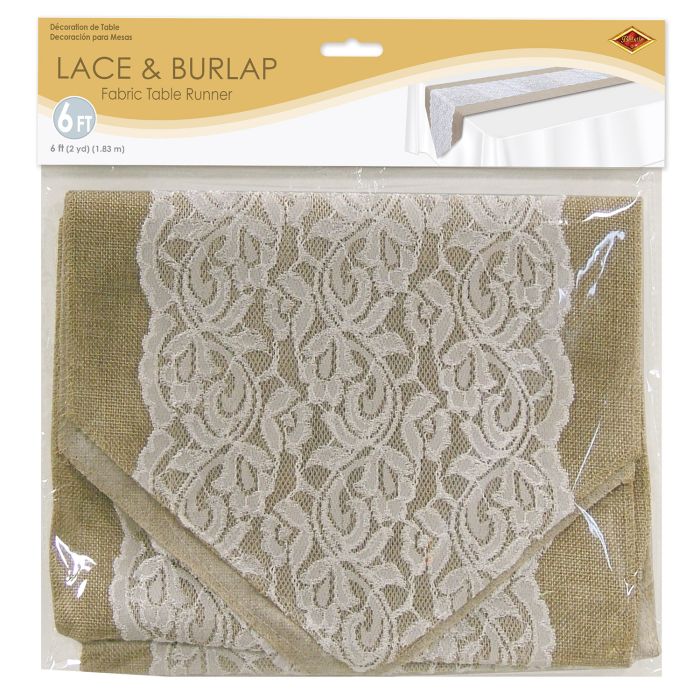 Beistle Lace & Burlap Table Runner - Thumbnail 2
