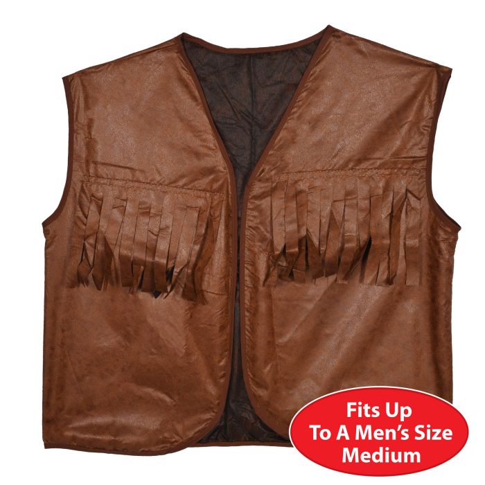 トップス refomed / CASTRO BOA VEST BROWN Faux Brown Leather Cowboy Vest w/Fringe