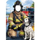 Lineman Firefighter with Dalmation Dog Photo Prop