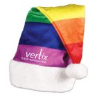 Rainbow Velvet Santa Hat w/White Plush Trim - Direct Imprint