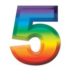 Multi-Color Plastic 3-D Number "5"