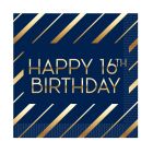 Navy & Gold Happy "16th" Bday Lunch Naps