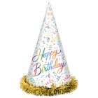 Fringed Foil Happy Birthday Party Hats