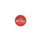 Red It's My Birthday Satin Button