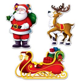 Santa Sleigh Reindeer Cutouts