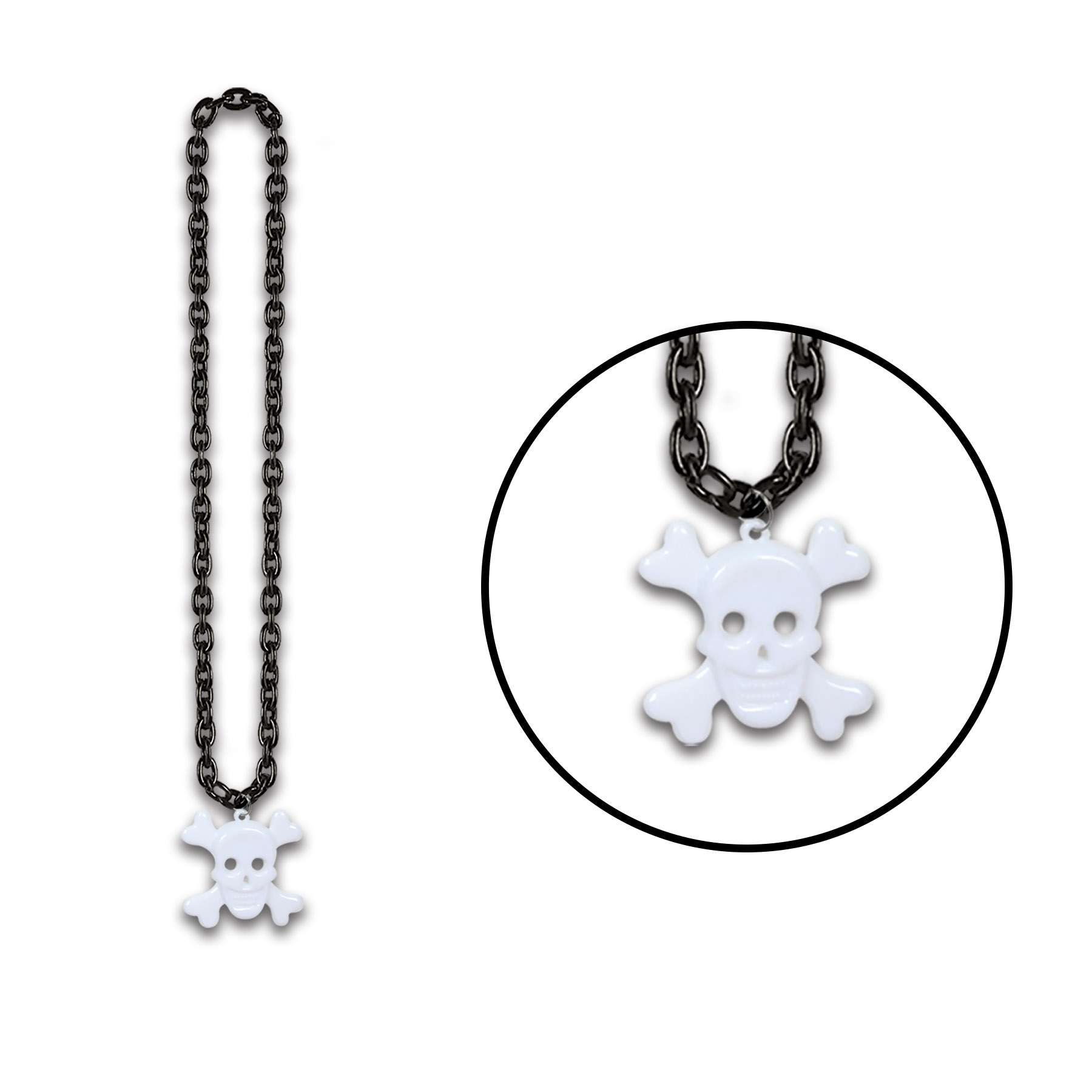 Chain Beads w/SKULL & Crossbones Medal