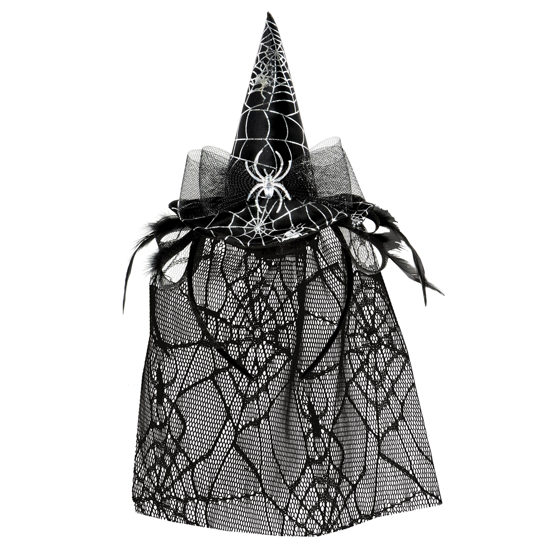 Spider Witch Hat Headband w/Veil