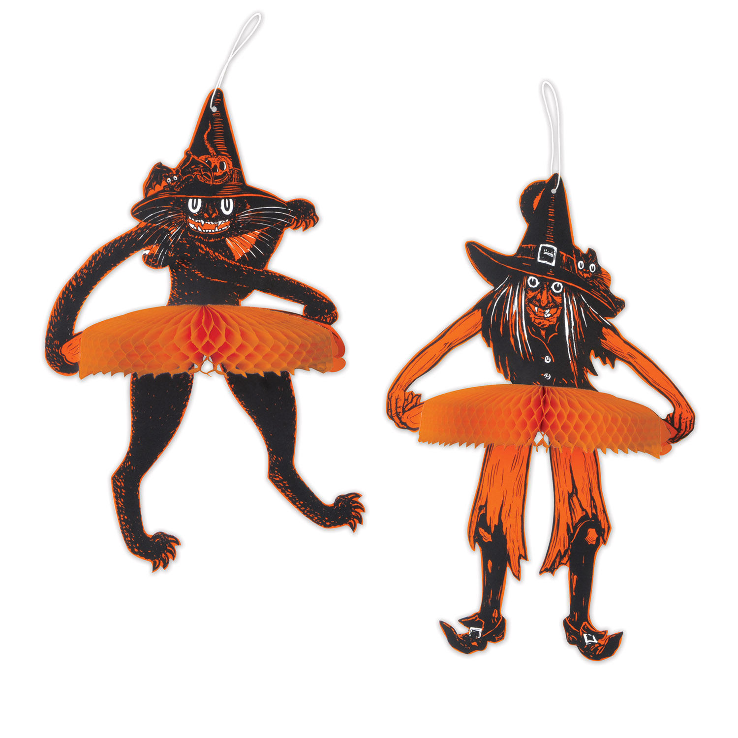 VINTAGE Halloween Jtd Tango Witch & Cat