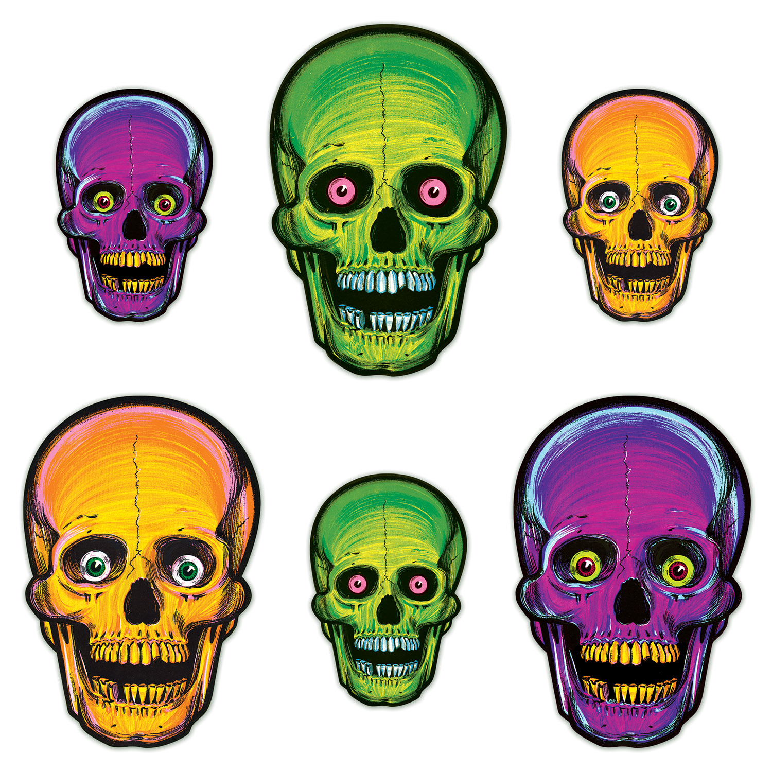 VINTAGE Halloween Nite-Glo Skull Cutouts