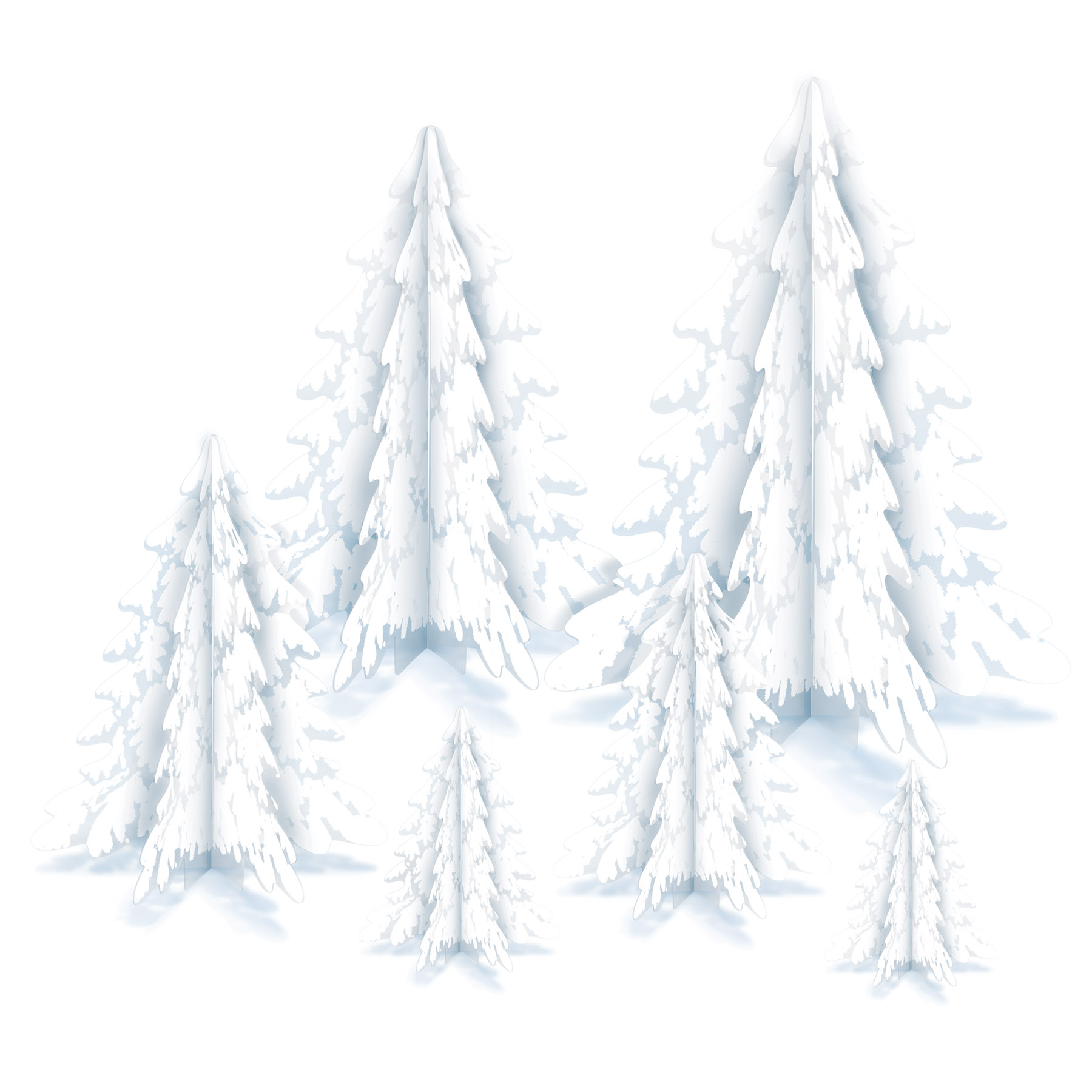 3-D Clear Plas Winter Pine Tree Ctrpcs