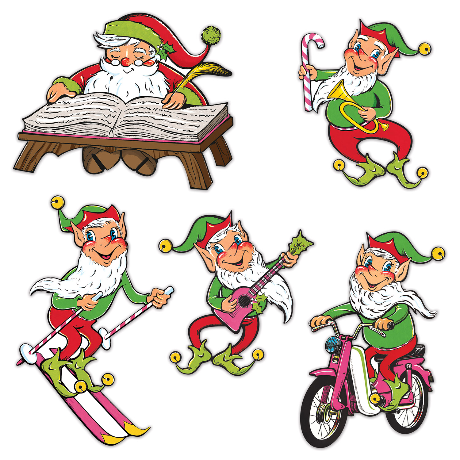 VINTAGE Christmas Santa & Elves Cutouts