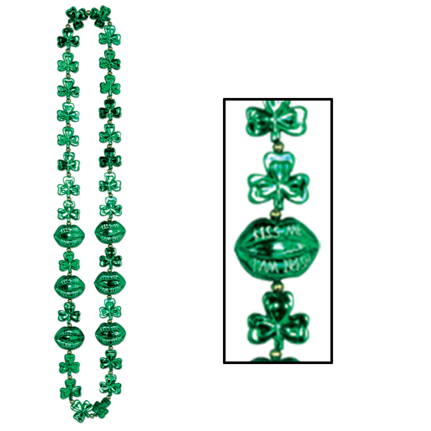 Shamrock BEADS w/Kiss Me Lips