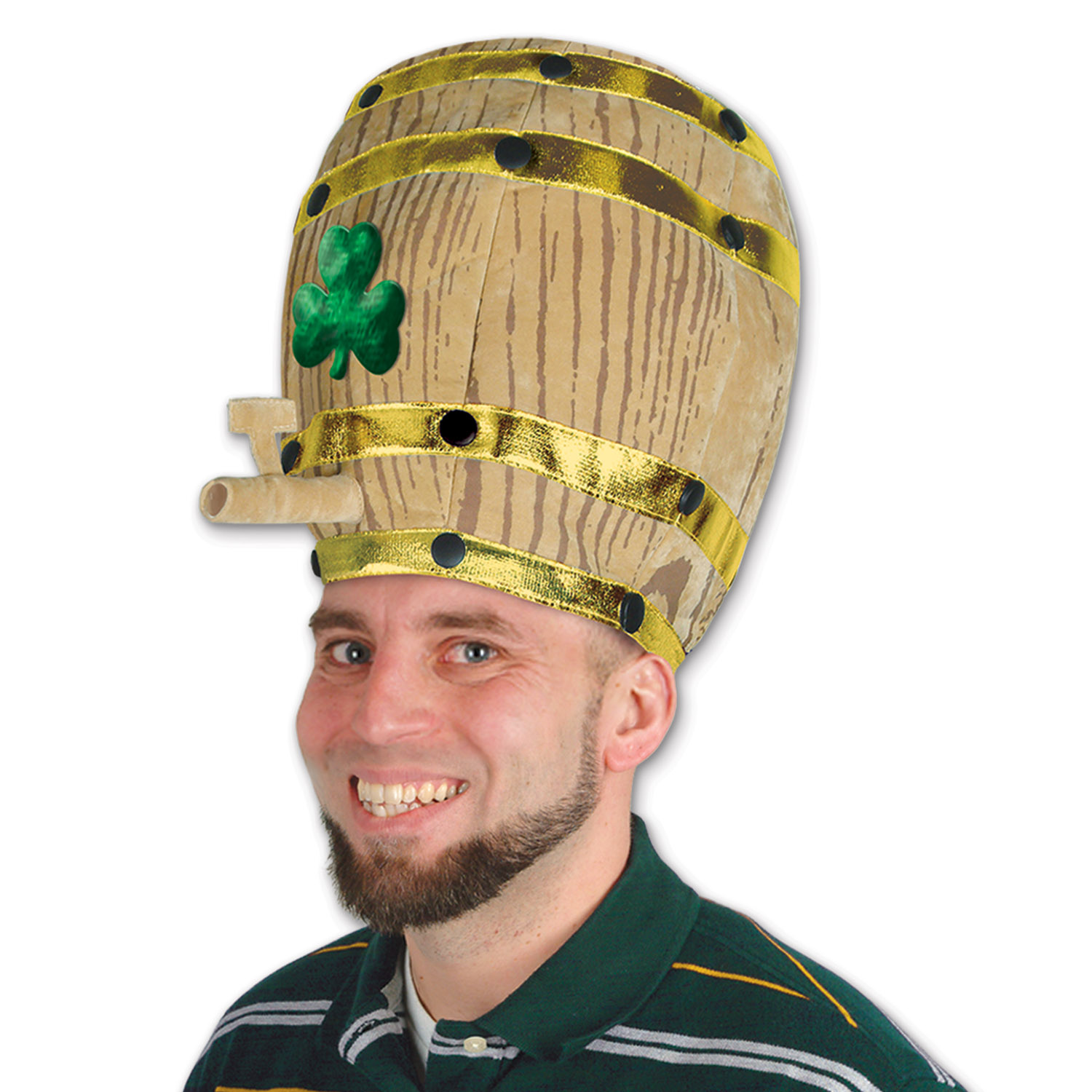 Plush Shamrock Beer Barrel HAT