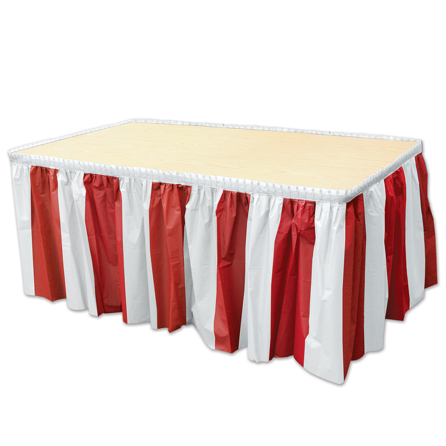 RED & White Stripes Table Skirting