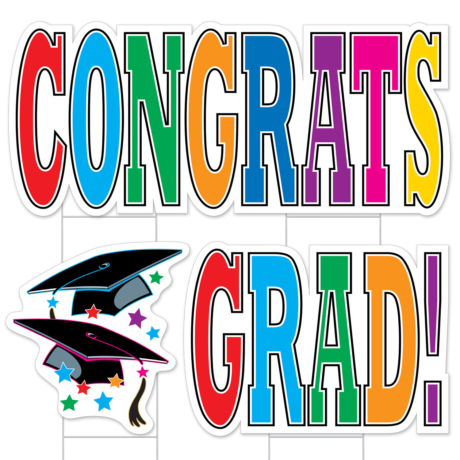 Plas Jumbo Congrats Grad! Yard SIGN Set