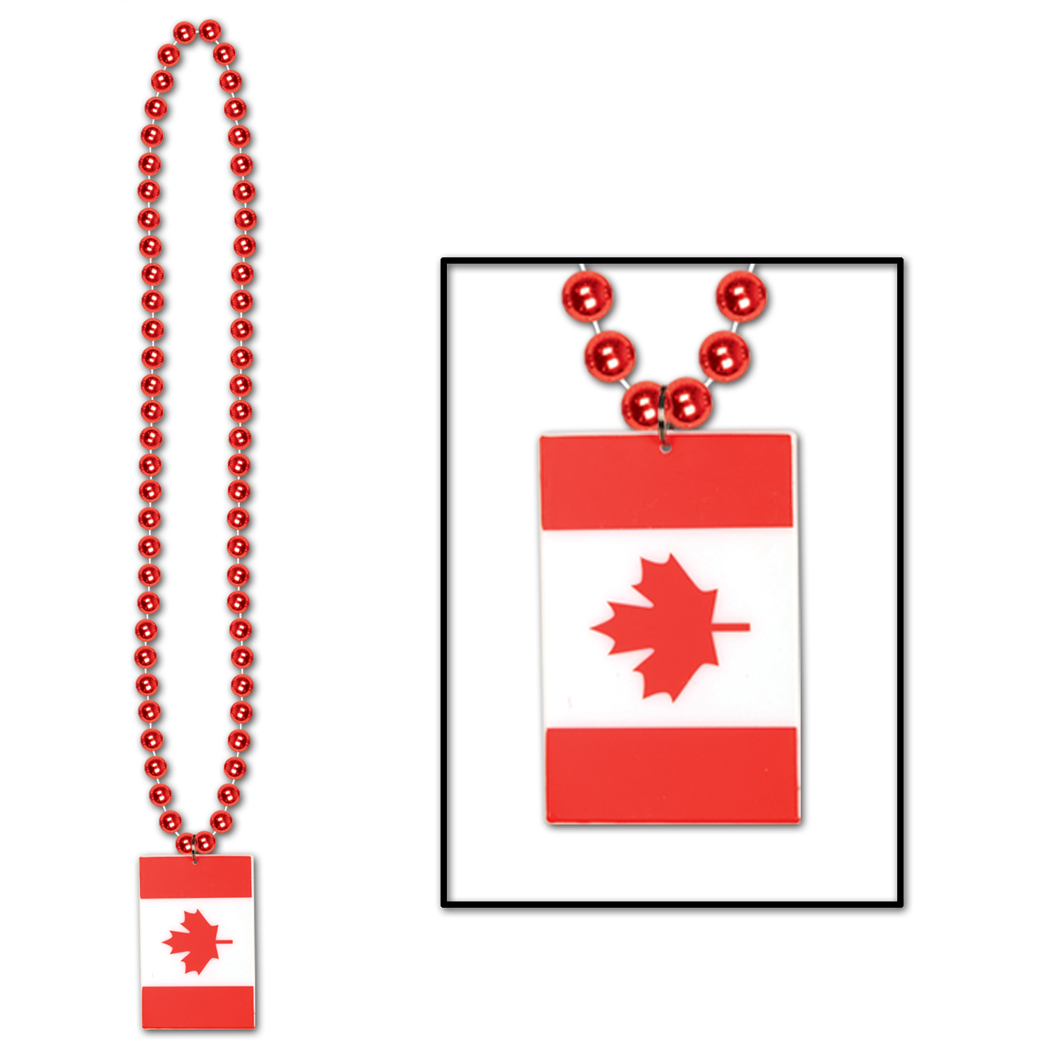Beads w/Printed Canadian FLAG Medallion