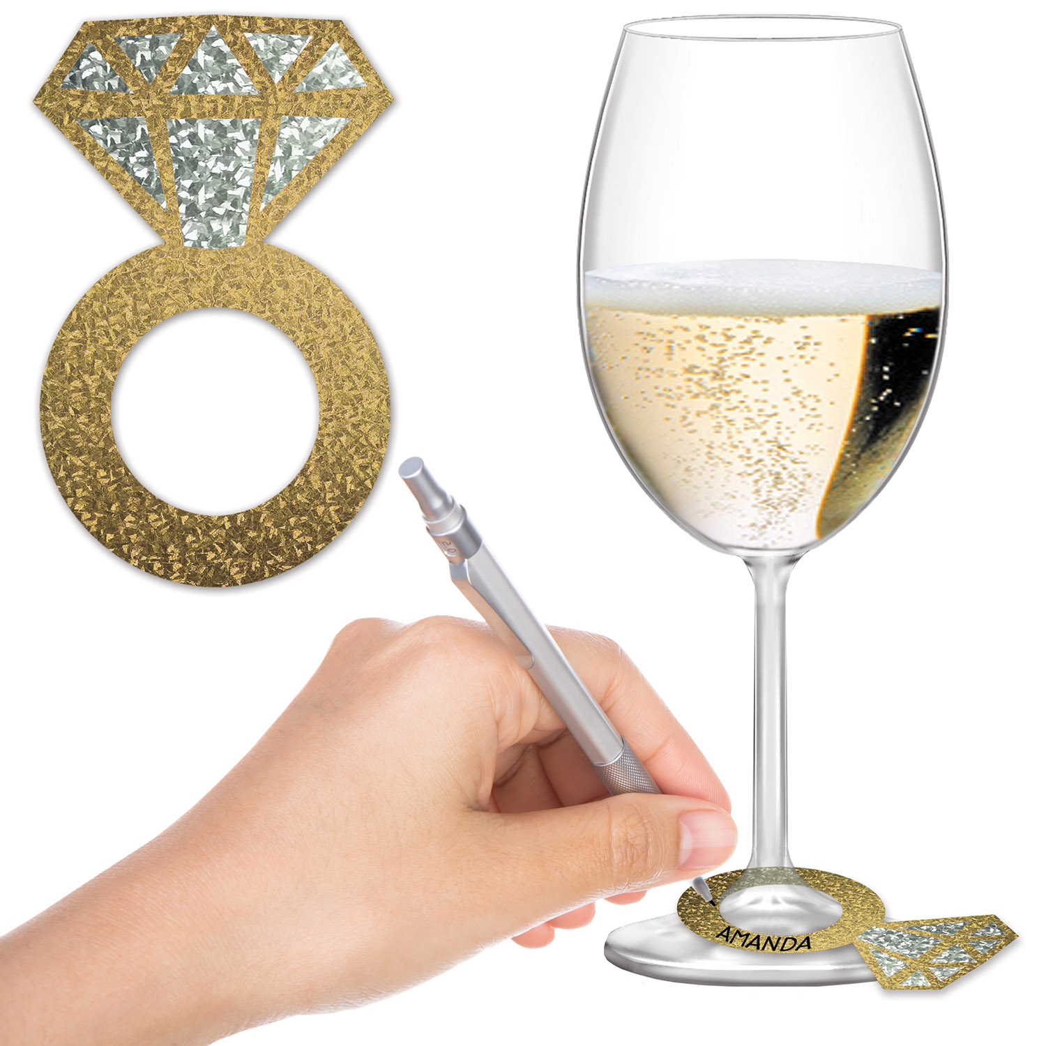 Diamond RING Wine Glass Markers