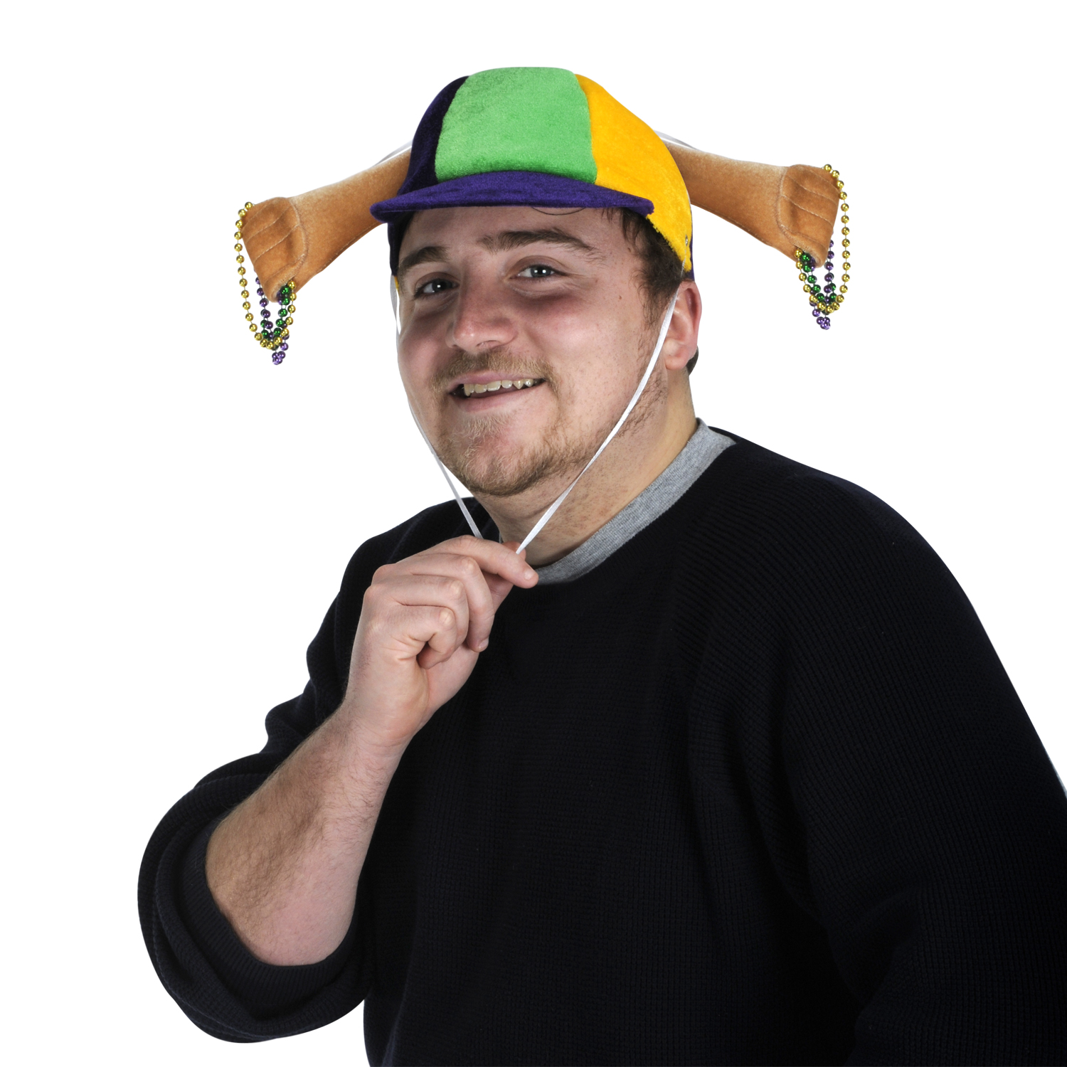 PLUSH Mardi Gras Beads Cap