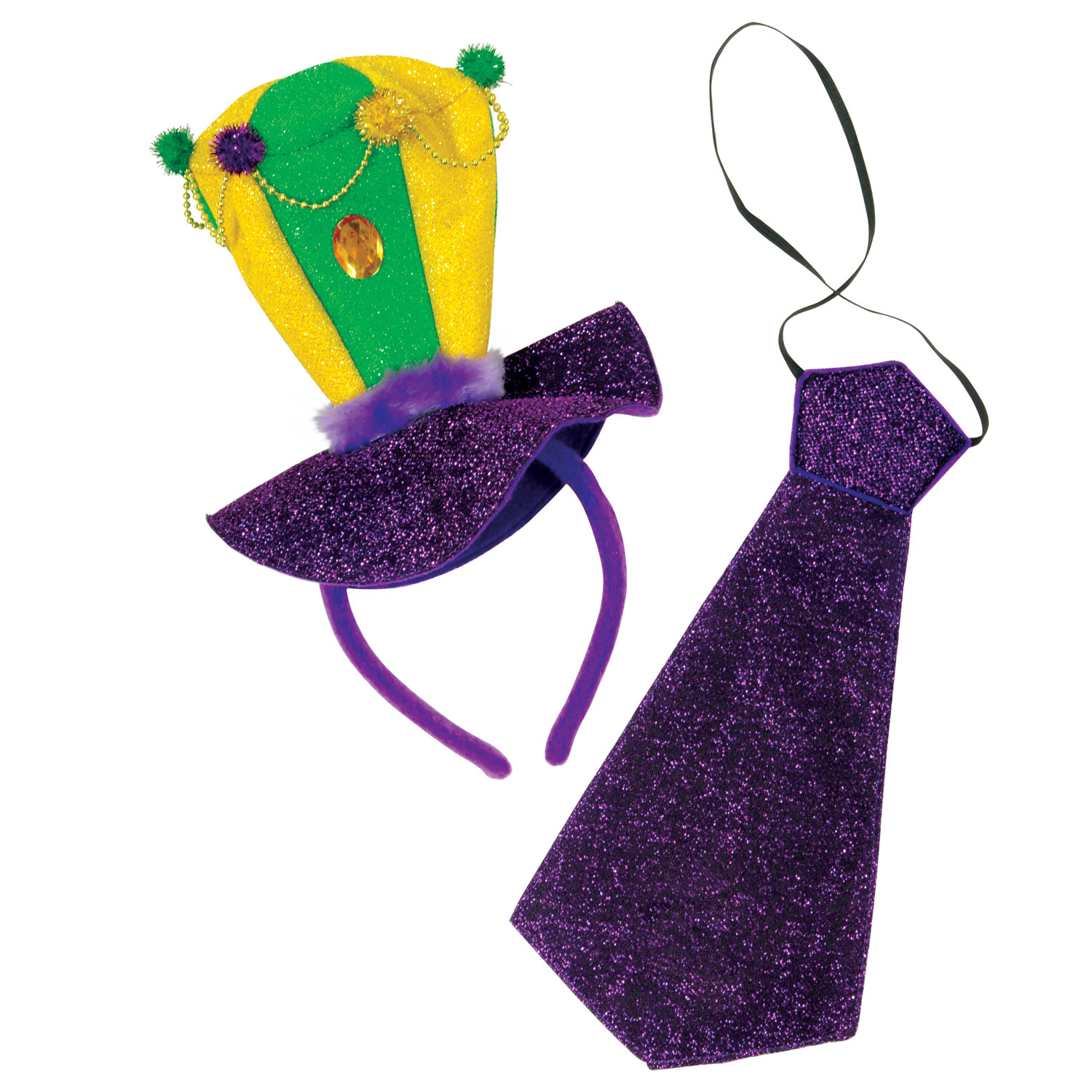 Mardi Gras HEADBAND & Necktie Set