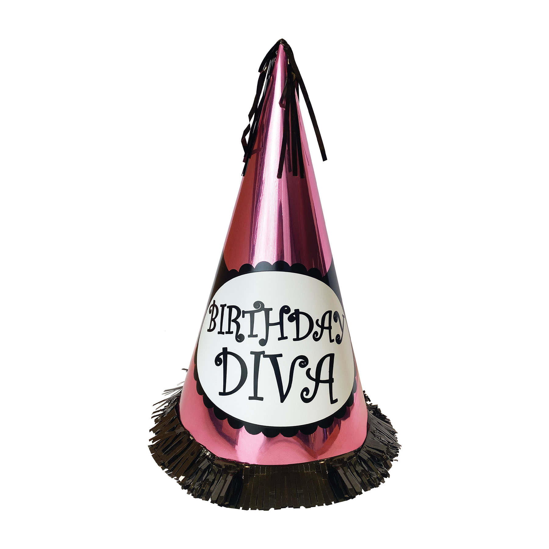 Fringed Foil Birthday Diva Party HAT