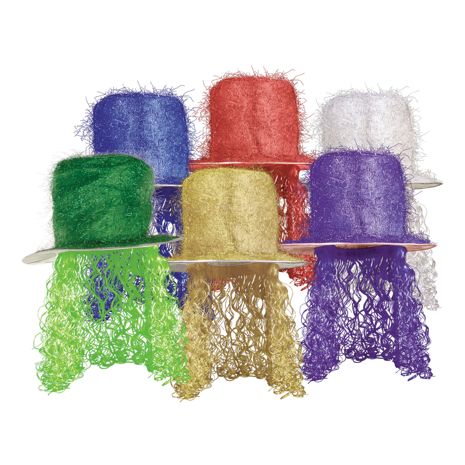Tinsel Top Hat w/Curly WIG