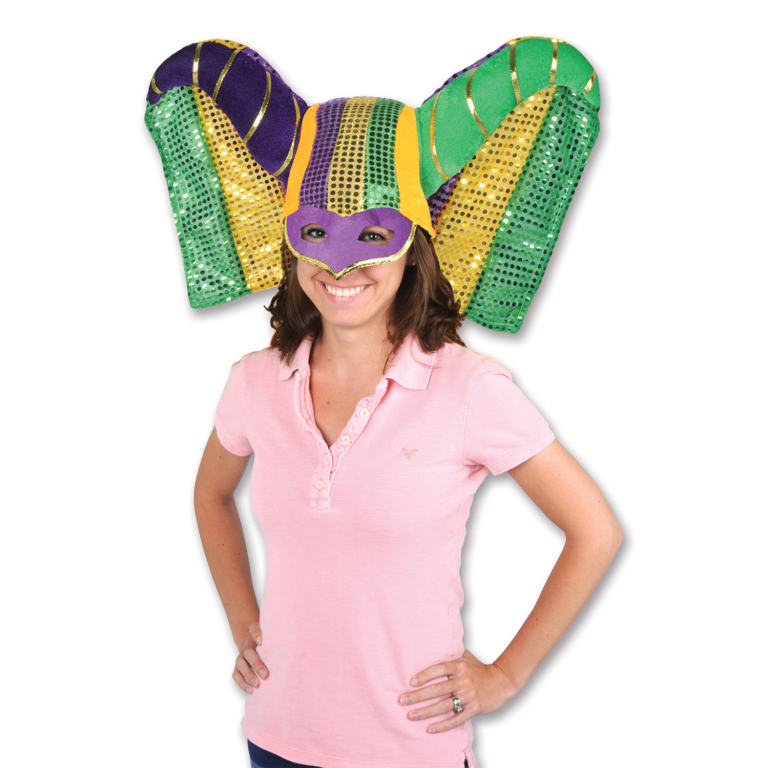 Masked Mardi Gras HAT w/Sequined Drape