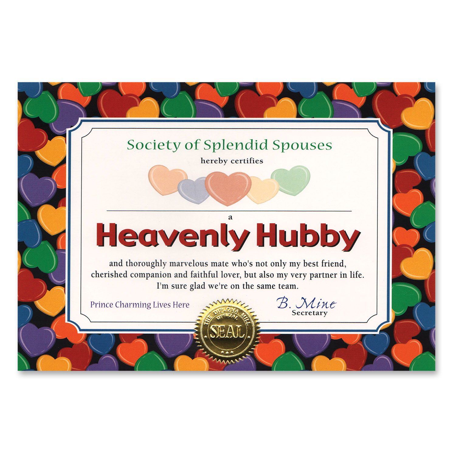 Heavenly Hubby Certificate