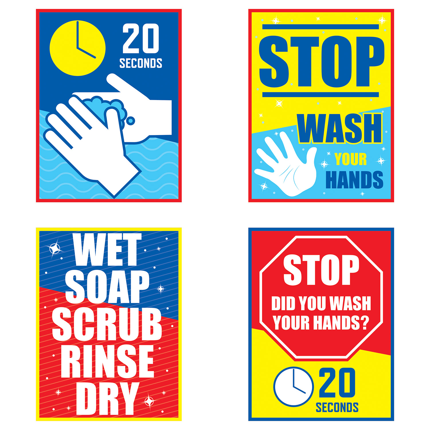 Stop SCRUB Your Hands Paper Wall Signs