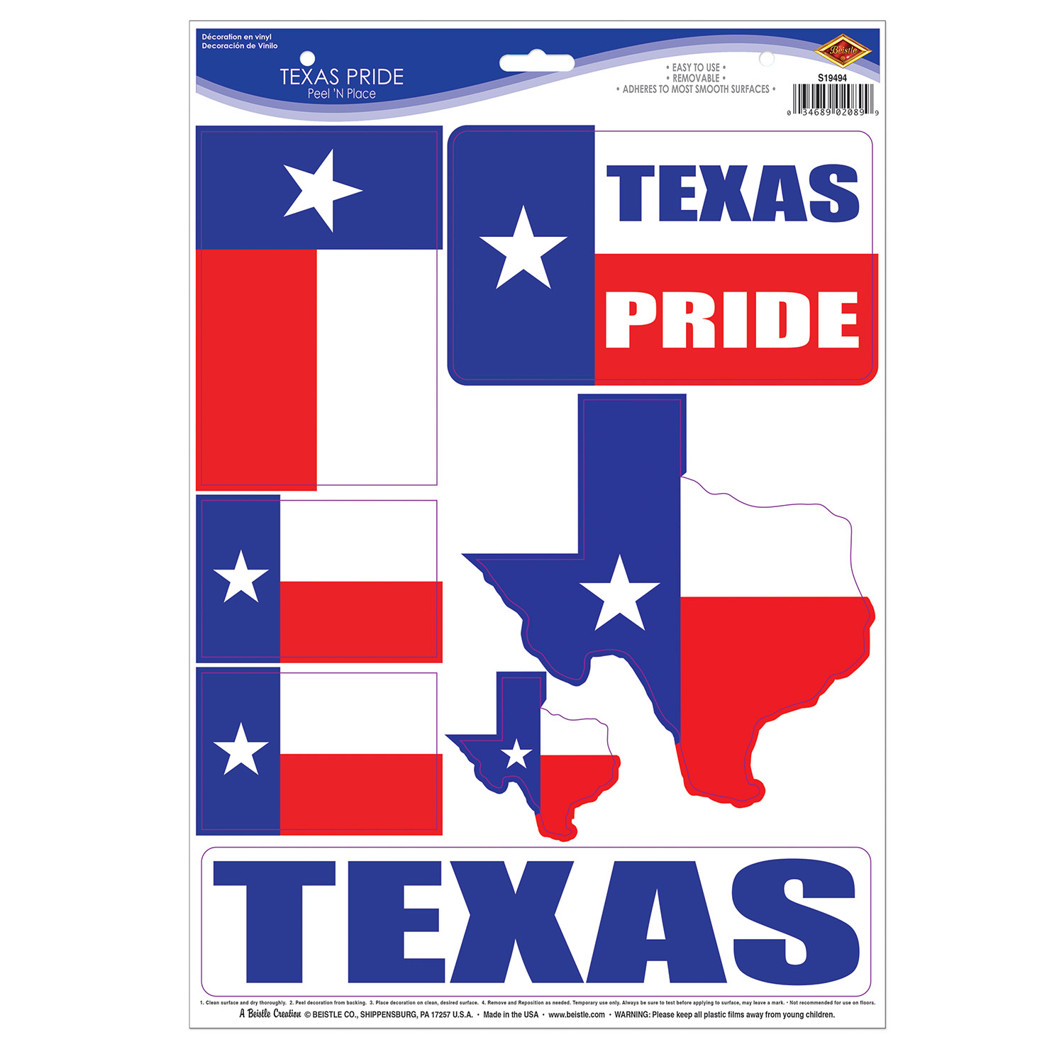 Texas Pride Peel 'N Place